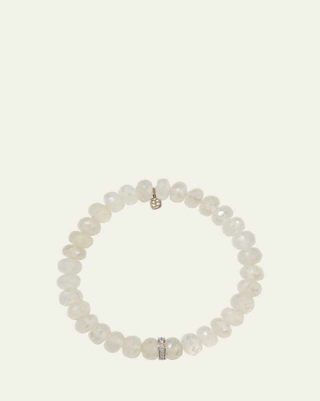 14k White Gold Diamond Wheel & Chalcedony Bracelet